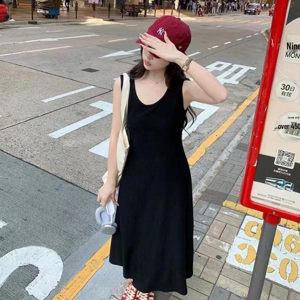 

2025 Sleeveless Black Mini Dress - Women s Slimming Camisole for Spring/Summer Outings One Size (up to 125 jin) чёрный