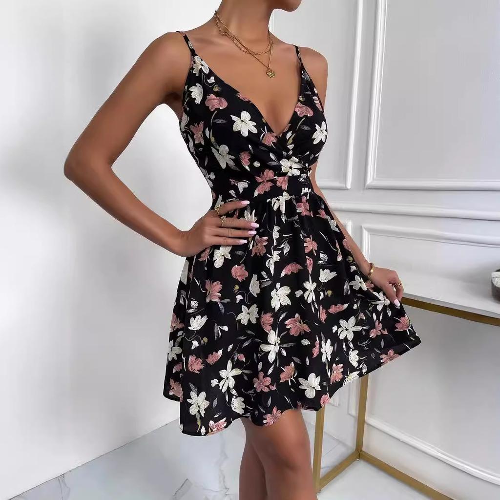 2026 new retro floral French women's suspender dress