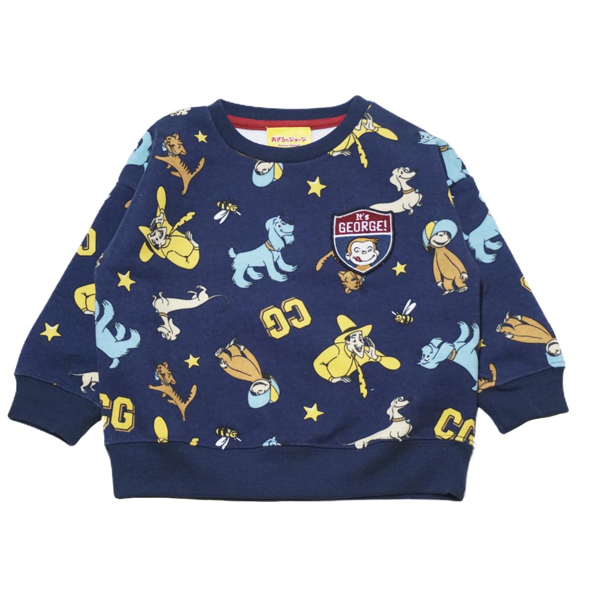 

Nakata 2024 Fall/Winter Curious George Fleece-Lined All-Over Print Sweatshirt, Navy, 90cm (fn3707)