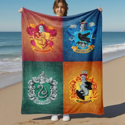 1pc Gryffindor Ravenclaw Slytherin Hufflepuff Outdoor Flannel Throw Blanket All Season Soft Warmth,Home Decor 1031010