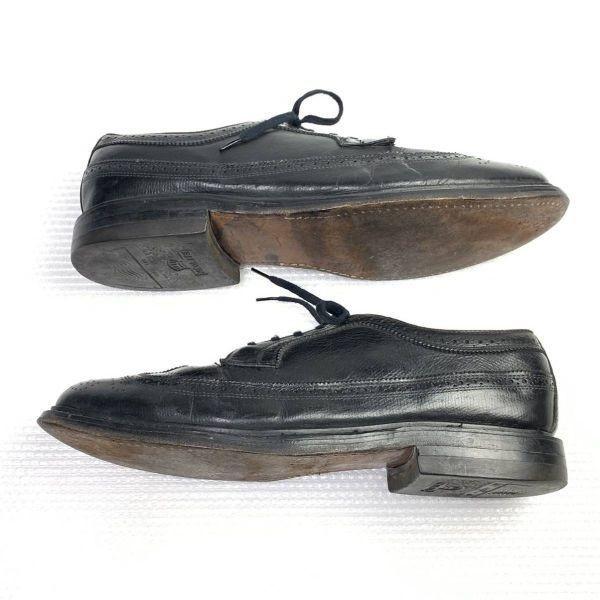 70s-80s Vintage/J.C. Penney/Long Wingtip American Full Brogue Shoes/9.5D/27.0-27.5cm/Black/(USED)