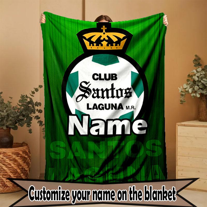 Custom Name Personalized Club Santos Laguna Print Blanket, Home Decor, Bedroom, Sofa, Camping, Couch, Gifts for Birthday Christmas