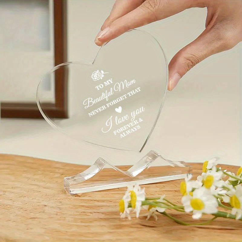 I Love You Mom' Acrylic Heart-Shaped Keepsake Box with Elegant Rose Design - Perfect Mother'S Day, Birthday, Christmas, Valentine'S Day Gift for Moms