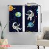 2D flat printing 2pcs Window Curtains Cartoon Funny Spaceman Versatile Polyester Fabric  Without Electricity Spring Party &