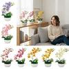 Multicolor Artificial Flower Flowerpotted Green Leaves With Flowerpot Spring Orchid Simulation Bonsai Soft Rubber Photo Props