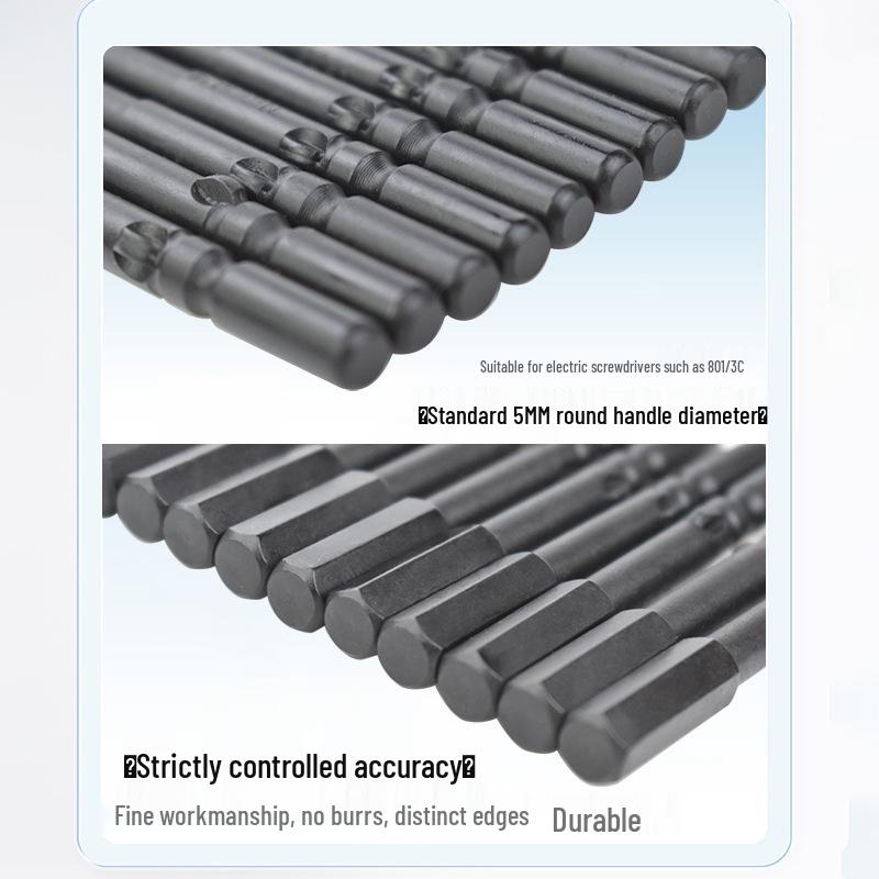 Nigao Black Phosphating Hex Electric Screwdriver Bit 801, 5mm Shank, Magnetic Hardened Air Screwdriver Bit.