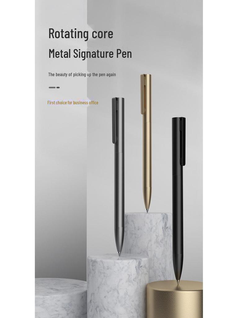 Caneta Gel Metálica Rotativa Beifa - Preta 0.5mm, Elegante Presente de Assinatura