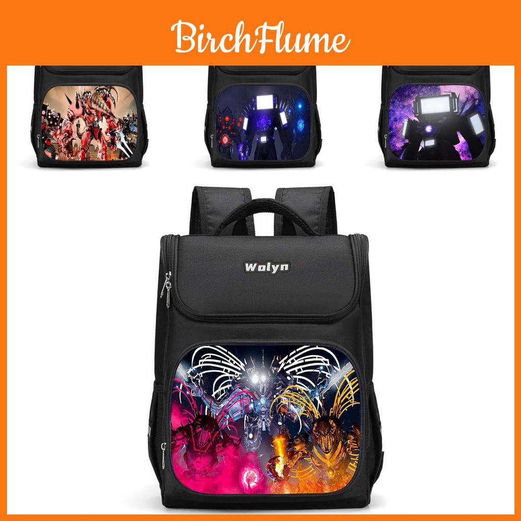 Trendy Nylon Student Backpack With Titan Monitoring Man Design For School Use