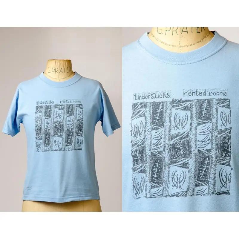 Unisex 90s Tindersticks Rented Rooms Promo Blue Cotton T Shirt