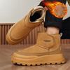 Winter Snow Boots for Men Warm Faux Suede Ankle Booties With Faux Fur Lining Men's Non-Slip Walking High-Top Shoes for Hiking Comfortable Short Boots