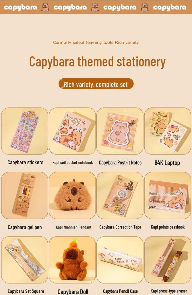 Cute Capybara Stationery Set - Luxury Souvenir & New Year Gift for Primary Students
