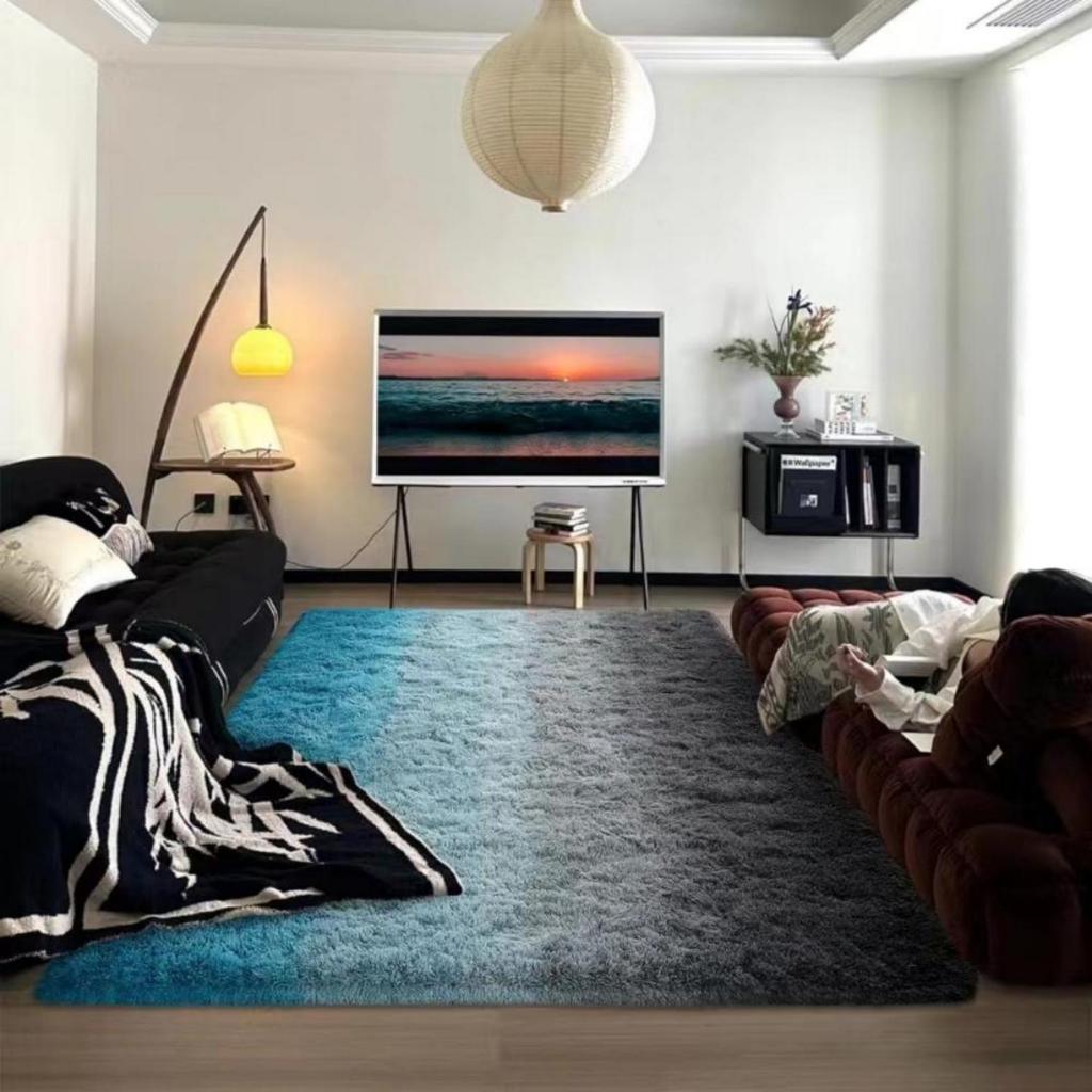 Gradient Soft Plush Carpet Non Slip Floor Mat for Bedroom Living Room Sofa Childrens Room Home Decoration