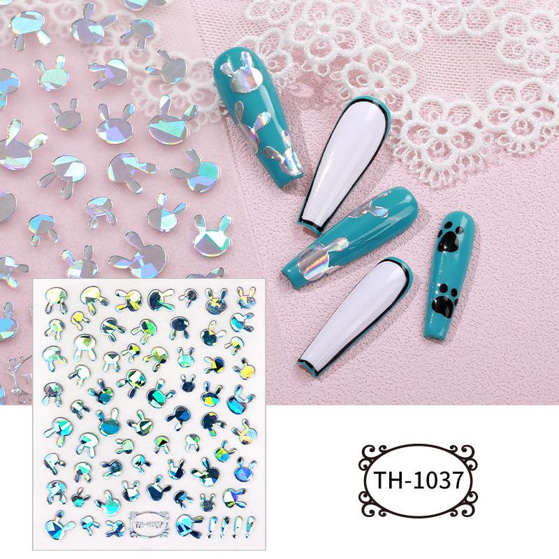 

3D лазерная наклейка для ногтей с цветком сакуры, наклейки «Аврора», блестящая звезда, бабочка, цветочные клейкие слайдеры, вишневый цветущий маникюр TH-1037