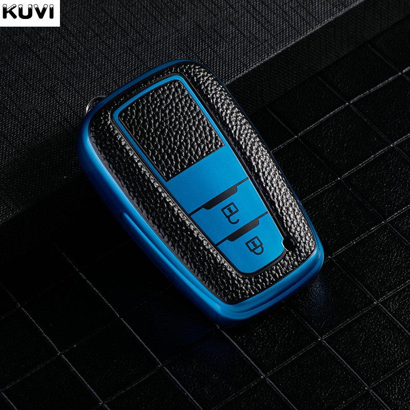 Leather Tpu Car Remote Key Case Cover Shell Fob For Toyota Corolla Prius Camry Chr C-Hr Rav4 Altis Land Cruiser Prado Keyless