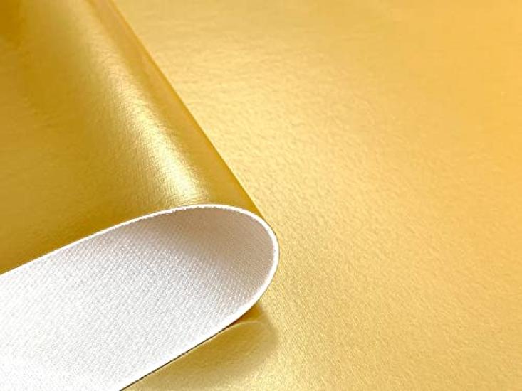 Nuno100sen Faux Leather Fabric, Enamel Gloss, Flame-Retardant (Gold), Pre-cut 122×44 Cm, 1 Mm Thick