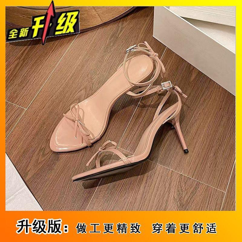 Thin heel explosion high-end single shoes women's summer wear 2025 new French fairy style with skirt cool slippers