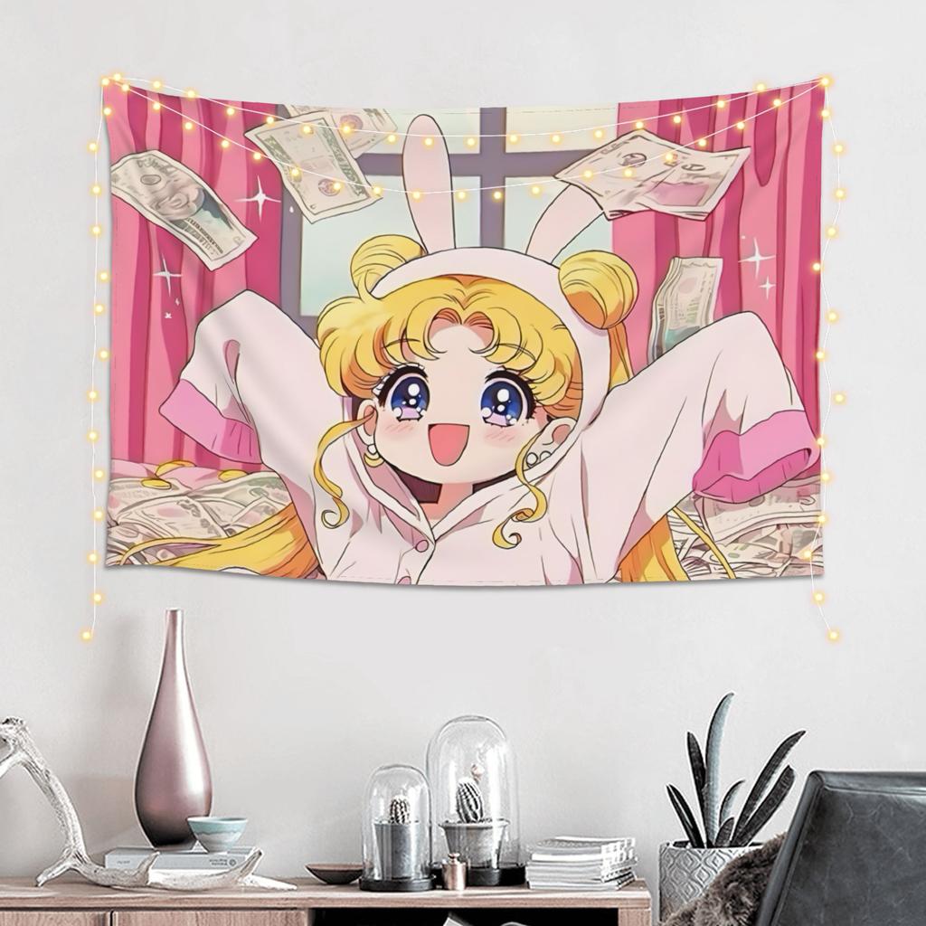 Cutecore Sailor Moons Tapestry Bedroom Decoration Wall Hanging Blanket Tapestry Cool Stuff For Room