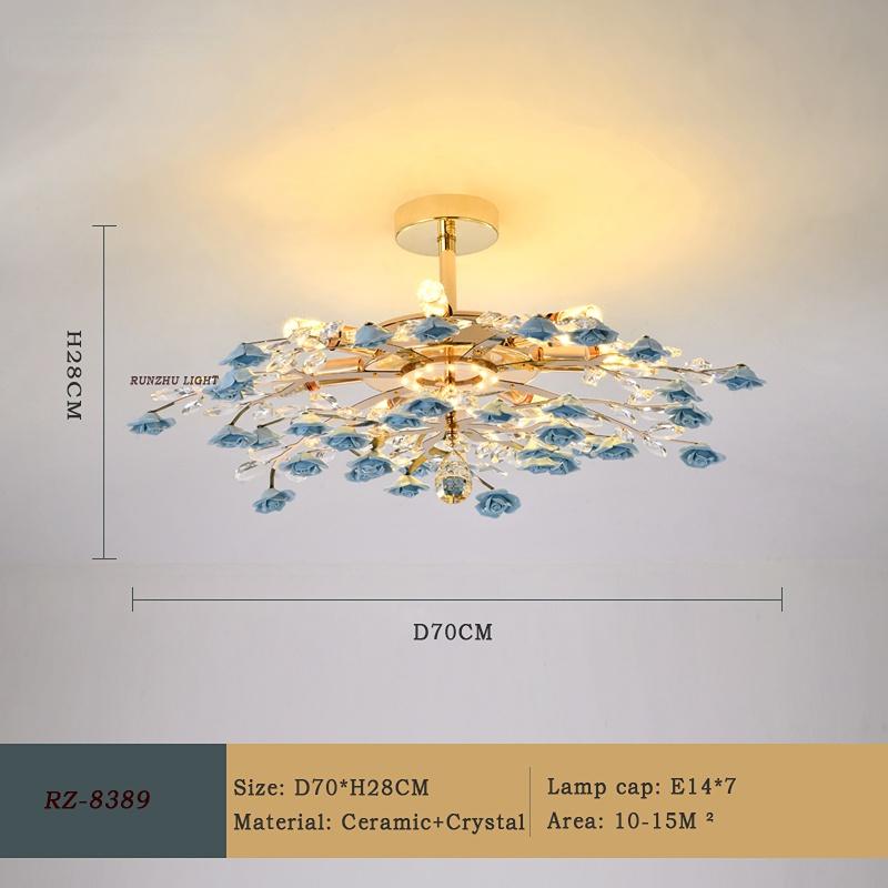 

Стильный садовый подвесной светильник, романтический светильник для спальни, теплый потолочный светильник для комнаты, модный подвесной светильник с розой, хрустальный светильник 7 head lights синий