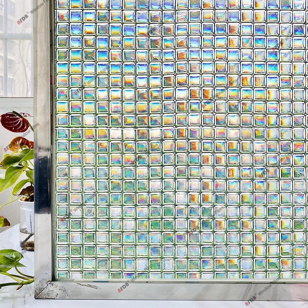 3D-Regenbogen-Fensterfolie, Sichtschutz, Buntglas, UV-Schutz, Fensteraufkleber für Zuhause, statisch haftender Kleber, Wärmeregulierende Glasfolie