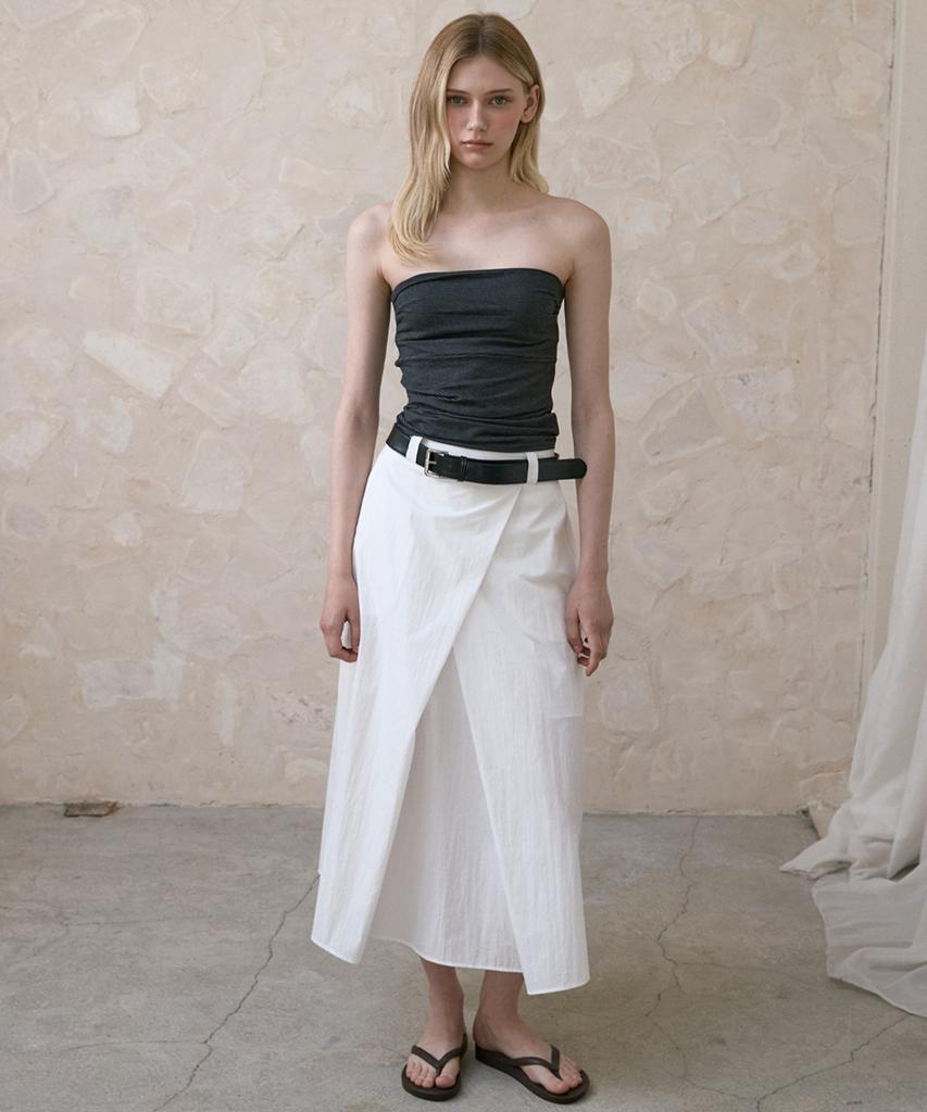SIGREAT Drape Wrap Skirt_White