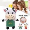 Cow Plush Toy With Bib Pants Large Sitting Cow Toy Huggable Throw Pillow For Boy