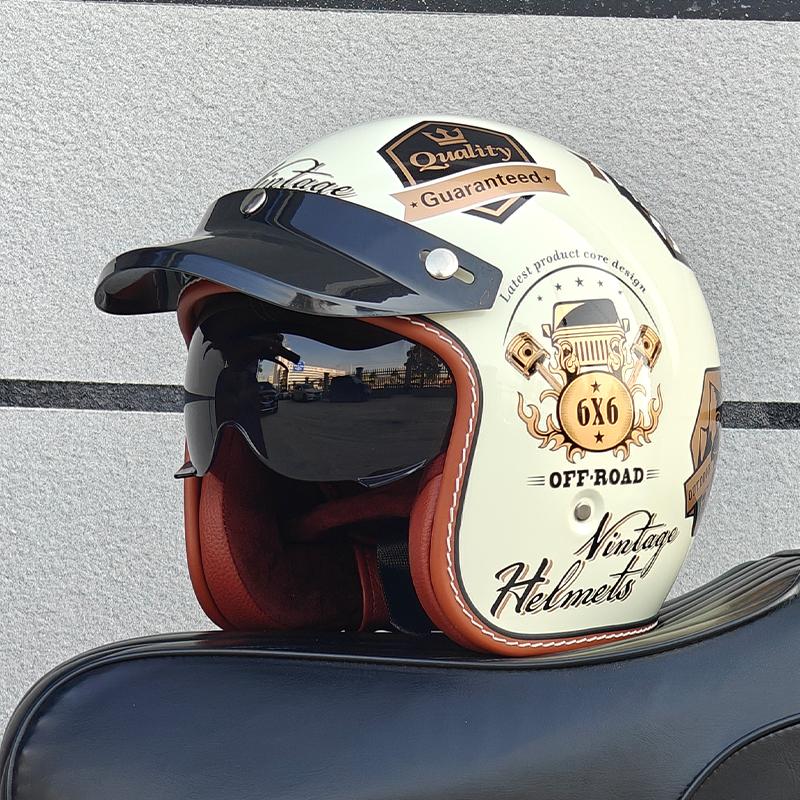 ORZ NEW adult motorcycle helmet retro cruise 3/4 motorcycle half helmet with sun visor DOT approved