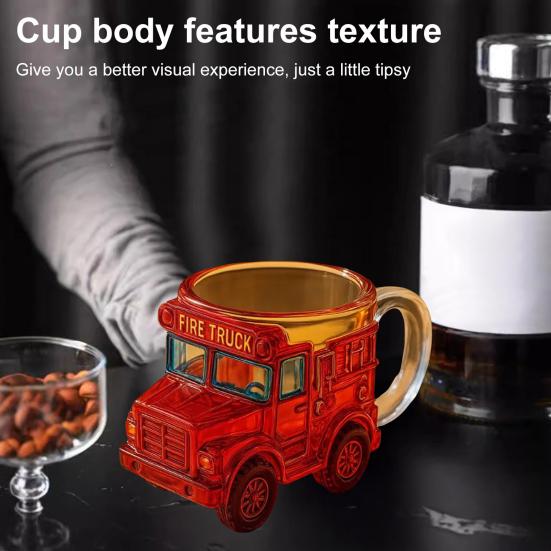Taza de Vidrio con Forma de Autobús Escolar Yousheng 10oz Taza para Beber Novedosa para Niños Coleccionistas Contenedor de Bebidas Divertido con Tema de Vehículos