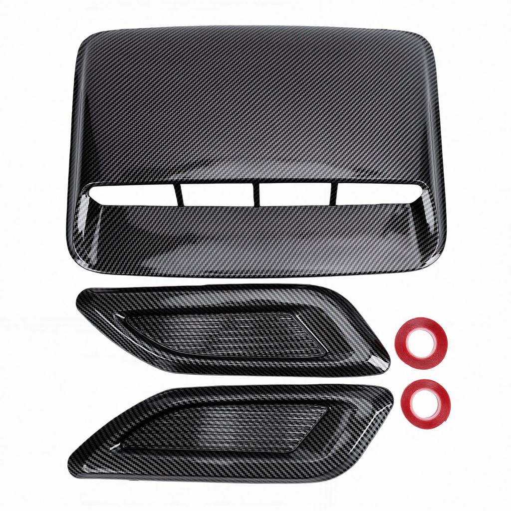 Car Hood Air Flow Vent Decorative Kit Carbon Fiber Pattern Modification Hood Scoop and Side Vents