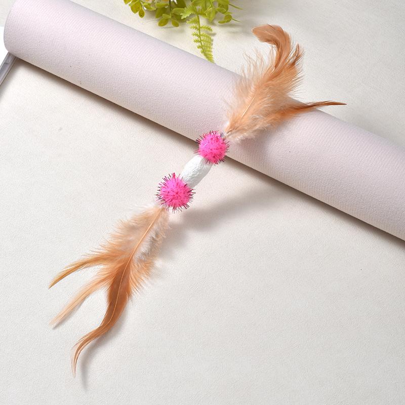 

Уникальный вкус стимулирует охотничью природу кошек. Сушеные шелковые коконы и перья. Игрушка для кошки для саморазвлечения и от скуки 30cm розовый