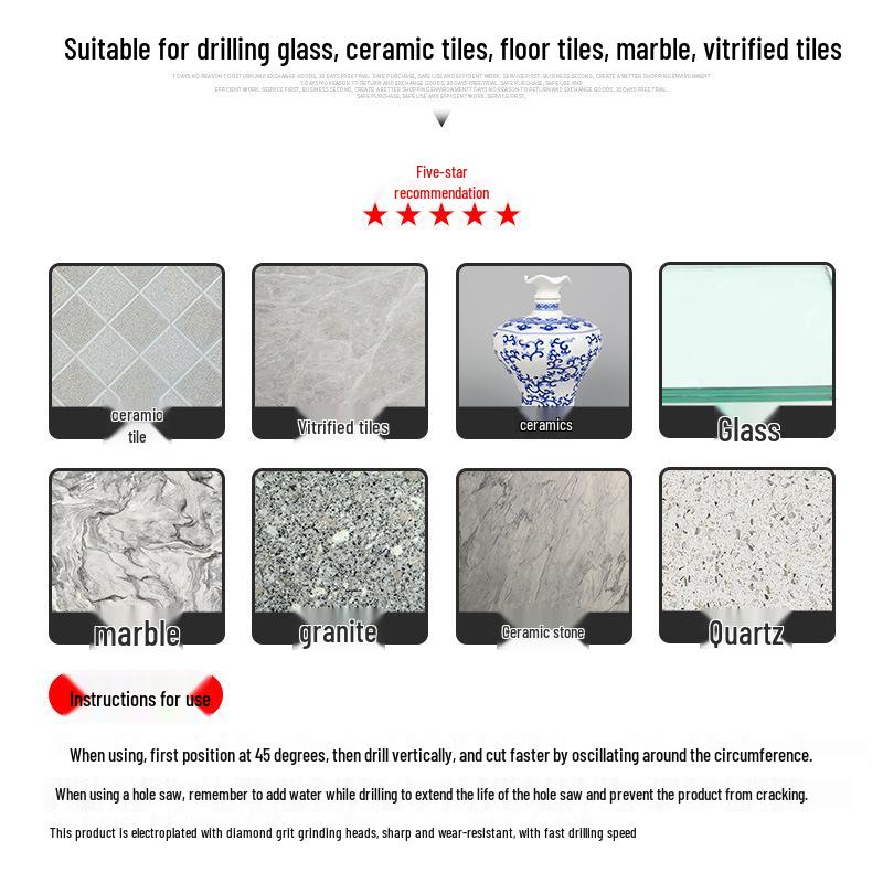 6mm Diamond Grit Glass & Tile Drill Bit for Hole Enlarging & Bead Grinding