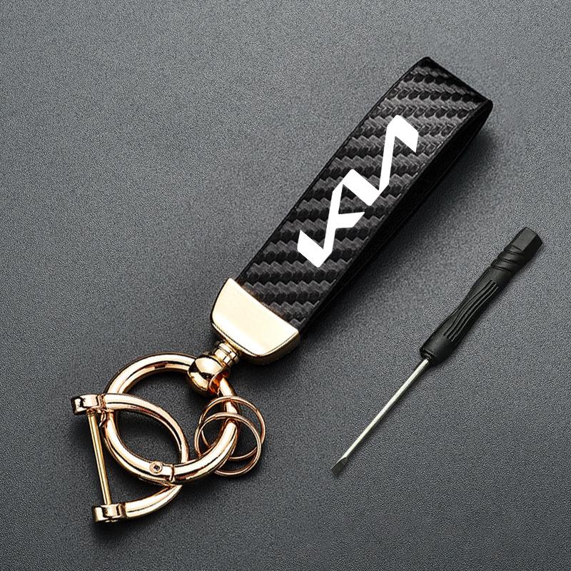 Car Carbon Fiber Style Keychain Microfiber Leather Key Chain For KIA K5 K9 Sorento Ceed Sportage Carnival Stinger Forte Niro EV6 rtzup33