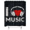 I Love Music Waterproof Shower Curtain Heat Resistant Machine Washable Non-Transparent 180x180cm