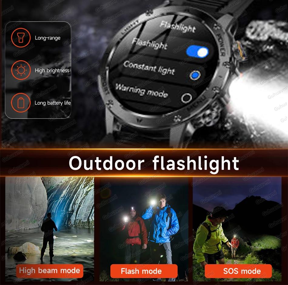 AK87 Men 1000mAh Battery Smart Watch 1.7-inch Large Screen GPS Track Heart Rate 3ATM Waterproof Wireless Call Sports Smartwatch