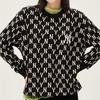 MLB New York Yankees All Over Letter Logo Crewneck Sweatshirt Unisex sweatshirt Black 3AMTM0614-50BKS