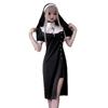Halloween Kostüm Damenkleid Vampir Nonne Kleid Kreuzkleid Dunkles Goth Kostüm