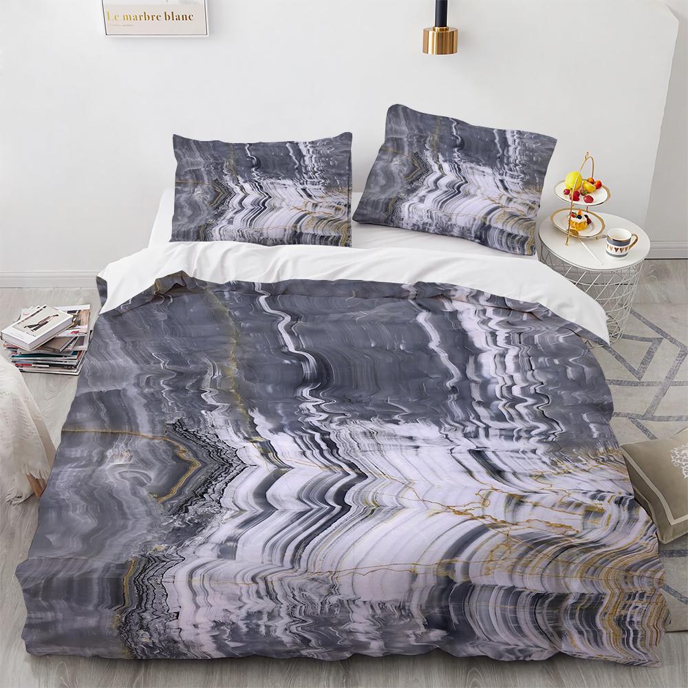 

Marble King Queen Duvet Cover Cool Black And White Texture Pattern Bedding Set For Teens Adults 2/3Pcs Polyester Quilt Cover 70x133cm 2pcs