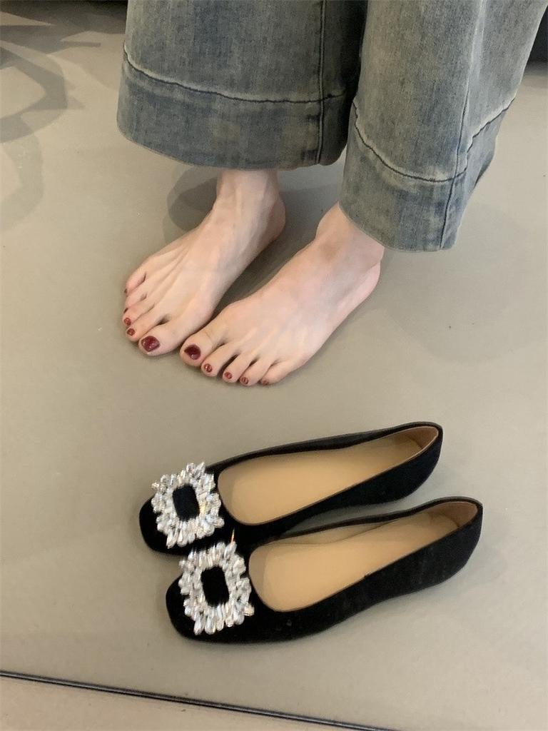 Gentle Fairy Wind Single Shoes Female 2025 New French Temperament Elegant Satin Rhinestone Inner Height-increasing Evening Shoes