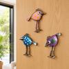 Baizihuahu 3 Stück Holzvögel Wandkunst Dekor, Antike Vogel-Hängefiguren, Lustige Langbein-Skulptur, Boho Bauernhaus Dekorationen für den Außenbereich Garten