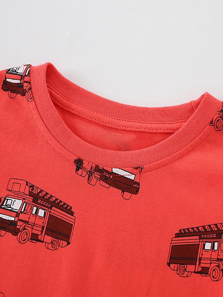 Children's Cartoon Car T-shirt - Spring/Summer 2026, Short-Sleeve, Round Neck