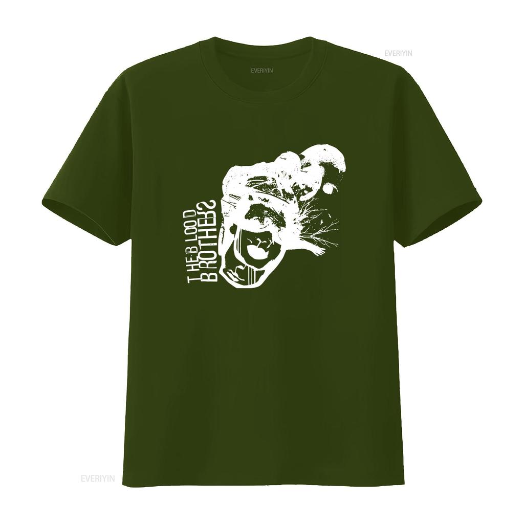 THE BLOOD BROTHERS Scratch Face Hardcore Post Band Print T Shirt for Men Vintage Washed Top For Everyday Wear Stretched