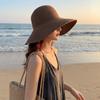 Solid Color Weave Bucket Hat Breathable Women's Sun Visor Hats Wide Brim Straw Hat  Women Girls