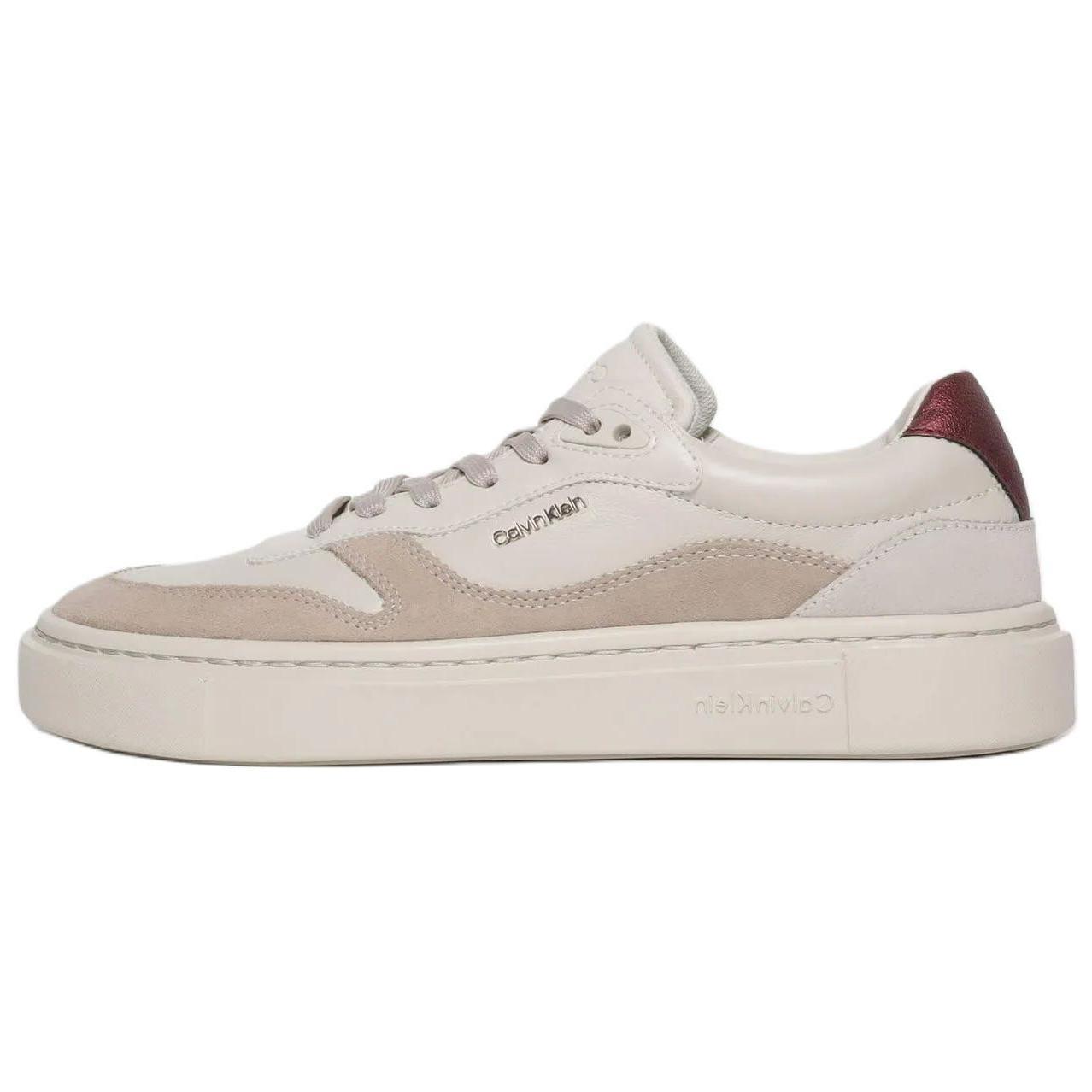 

Calvin Klein Замшевая кожа Металлический логотип Круглый носок Шнуровка Низкие кроссовки Женские кроссовки Бежевый HW0HW02114-0IO 37