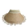Ladies Empty Straw Hat Lace Foldable Big Eaves Sunscreen Sun Hat Vacation Wind Woven Sun Hat