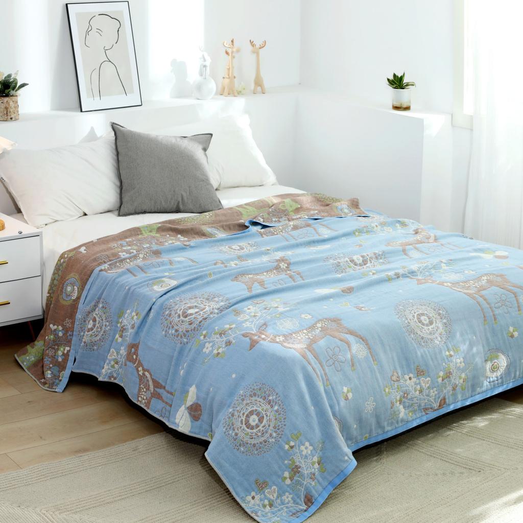 New Nordic Throw Blanket Cotton Gauze Sofa Cover King Size Cute Blanket Deers Office Nap Thin Quilt Boho Decor Soft Bedspread