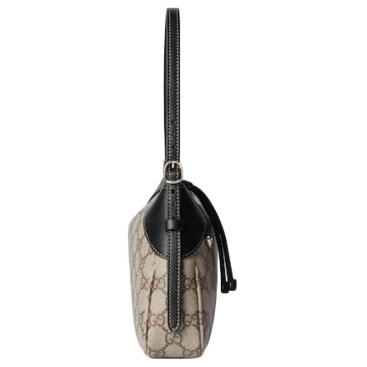 GUCCI GG Emblem Monogram Coated Fabric Handbag, Shoulder Bag Small Women's Beige & Dark Brown 815218-FAEAA-9765