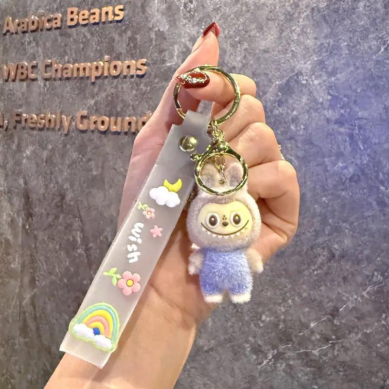 New 1Pc Labubu Kawaii Sheep Keychain Cartoon Cartoon Three-dimensional Doll Students Schoolbag Pendant Car Key Chain Gifts for Children