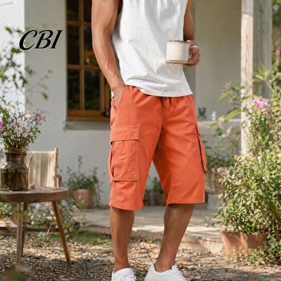 Men Shorts with Drawstring Summer for Men, Multi-Pocket Cargo Adjustable Elastic Skin-friendly Fabric Waistband, Loose Fit Sport Hiking Work