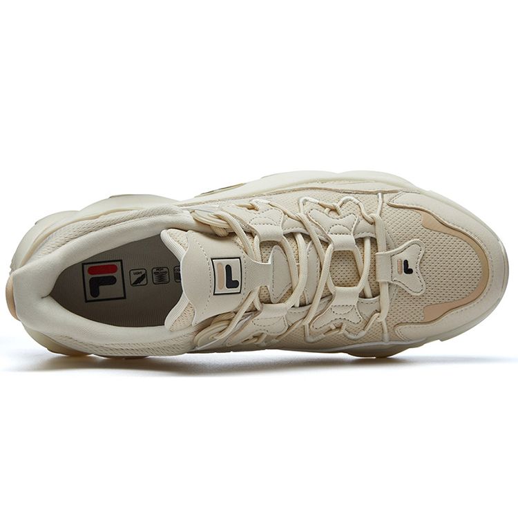 Fila Heritage Round Toe Lace-Up Retro Patchwork Sports Low-Top Running Shoes Men Sneaker Beige F12M141105FAG