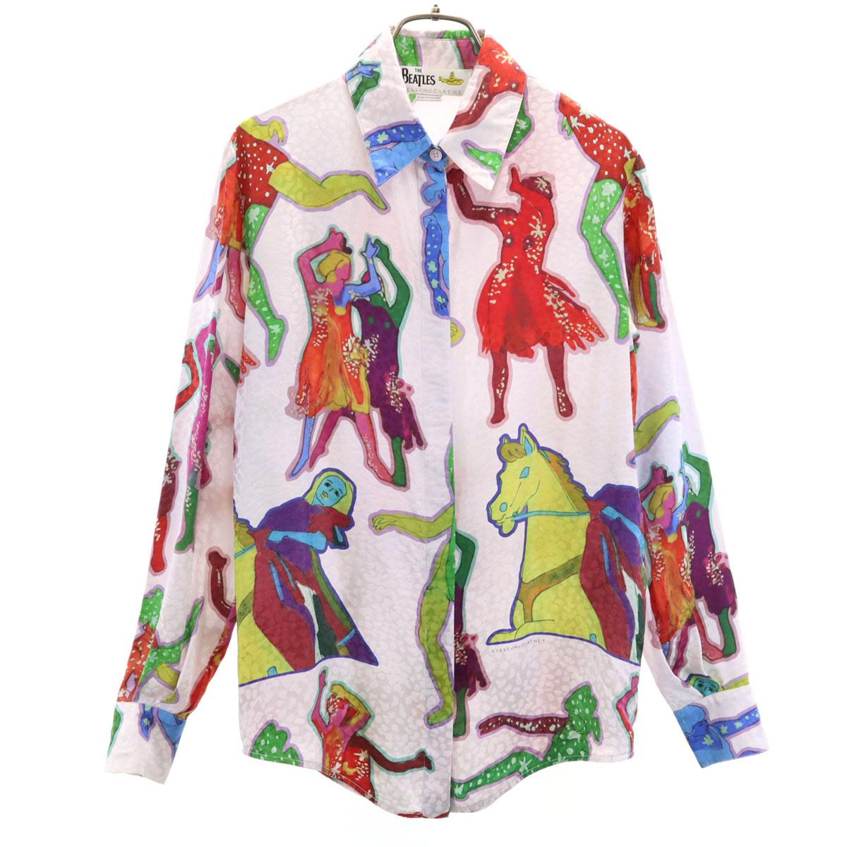 

Stella McCartney THE BEATLES Коллаборация Beatles шелк футболка с длинным рукавом Женская Б/У