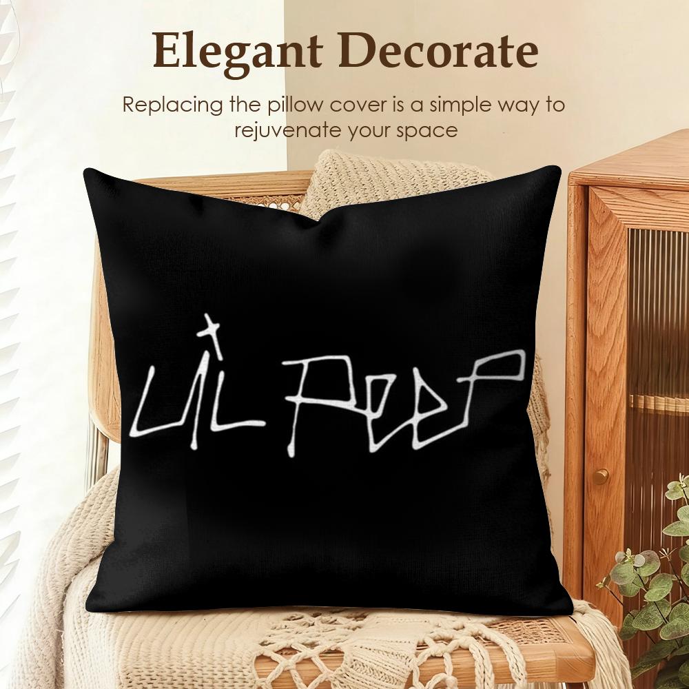 LLil Peep HHell Boy Cushion Cover Natural Linen Organic Fabric DoubleSided Printing Sofa Home Decor Gift Pillow Case